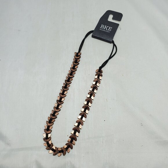 BKE bronze tone leaf shape necklace with black cord - Picture 2 of 6